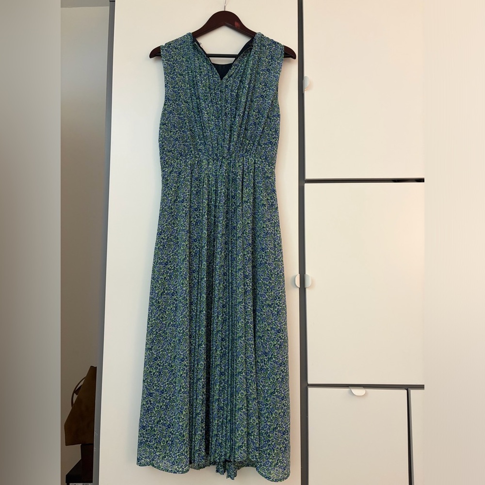 Mango Blue-Green Floral V-Neck Maxi Dress